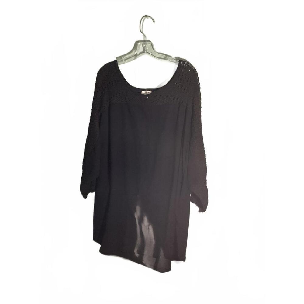 Umgee Women’s Black Crochet Shoulders and Sleeves Tunic/ Dress